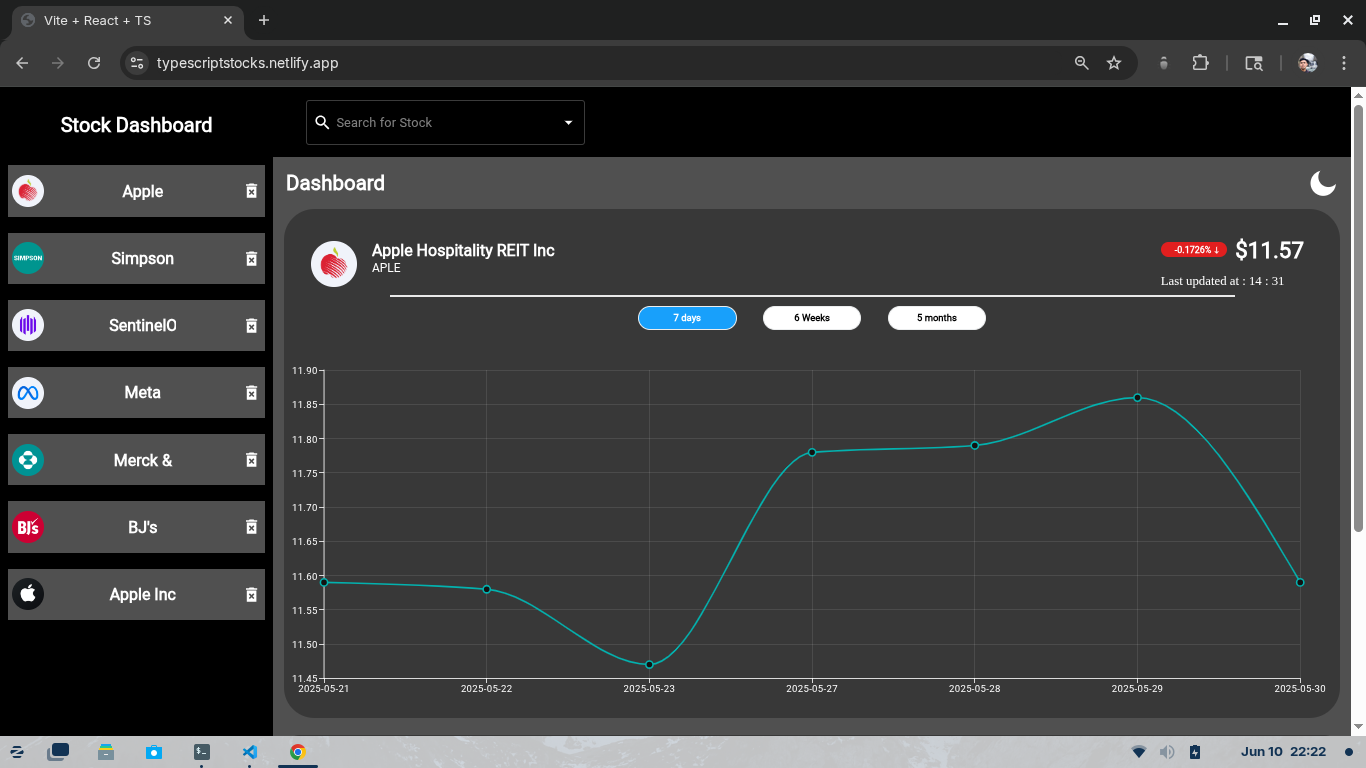 Stocks project screenshot